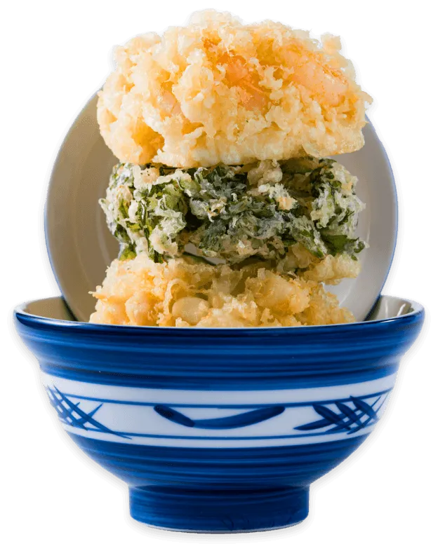 海鮮と彩り野菜の三色かき揚げ丼